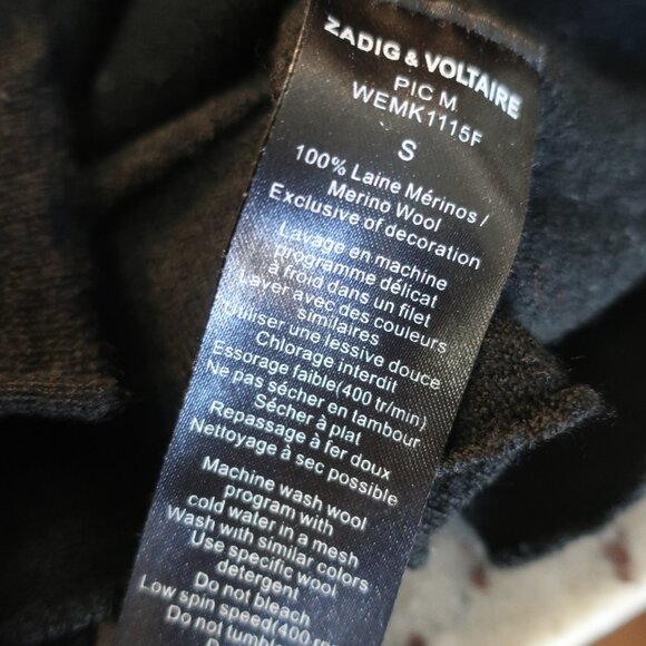 Womens Zadig & Voltaire 100% Wool Black Sweater S - Picture 6 of 6